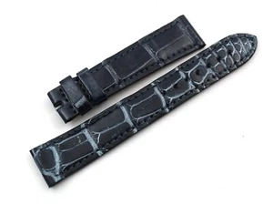 Cinturino Artigianale Vero Coccodrillo Blu Metallizzato 18/16mm Made Italy New - Imagen 1 de 4