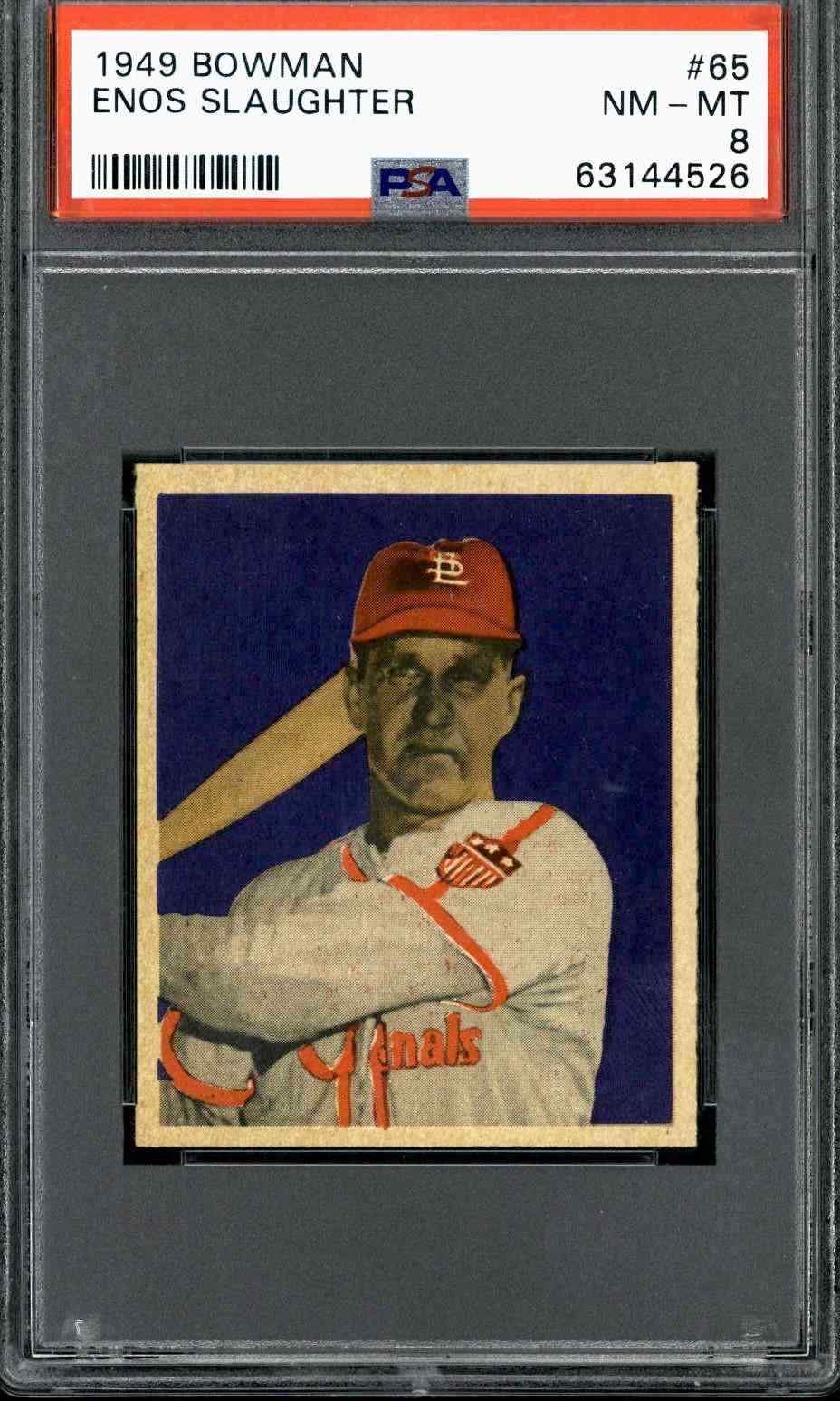 1949 Bowman #65 Enos Slaughter PSA 8