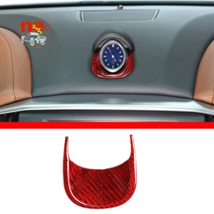 For Maserati Ghibli 2014-21 Center Dashboard Clock Base Trim Red Fiber Kit Cover - Picture 1 of 11