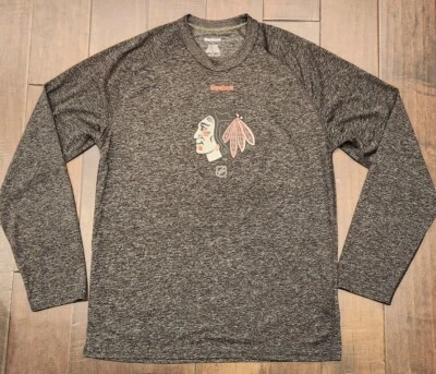 Camisa de manga larga Reebok Chicago Blackhawks NHL Play Dry - Grande para hombre Foto 1 de 4