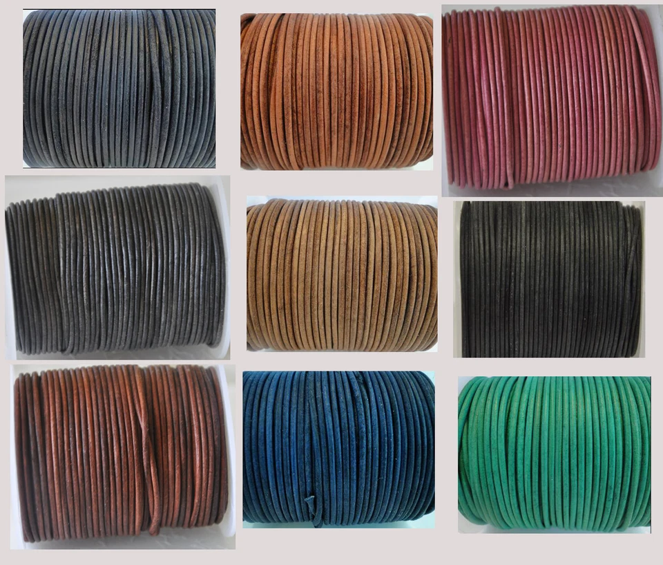 Vintage Round Leather Cord Real 1,1.5,2,3,4,5mm for Jewellery String Lace Thong - Image 1 of 1