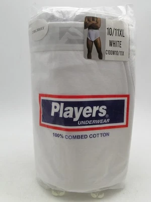 2pr Men's Players White Cotton Briefs Underwear 10X/11X 74-76 - Image 1 of 2