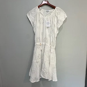 Blue Island Beach White Eyelet Dress Cover Up Summer Resortwear Size L - Bild 1 von 7