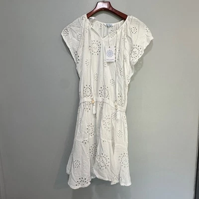 Vestido Blue Island Beach Blanco Ojales Cubrir Verano Resortwear Talla L Foto 1 de 4