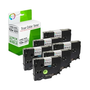 TCT Premium Compatible Label Tape Replacement for Brother TZe-221 - 6 Pack - Picture 1 of 2