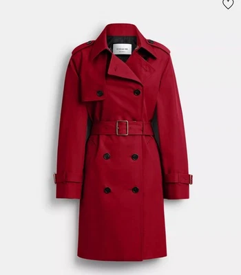 Nuevo con etiquetas Coach Sólido Mid Trench Rubí Talla Grande Foto 1 de 4