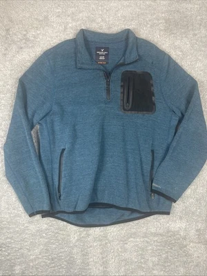 American Eagle Active Flex Men's 1/4 Zip Pullover - Size XL, Blue & Black - Image 1 of 4