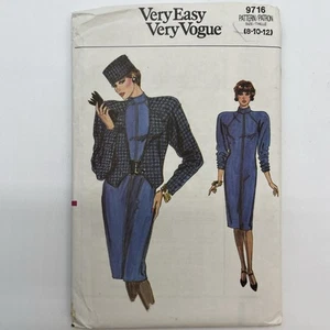Vogue 9716 Raglan Sleeve Dress & Jacket Vintage 1986 Sizes 8-12 Uncut - Picture 1 of 3