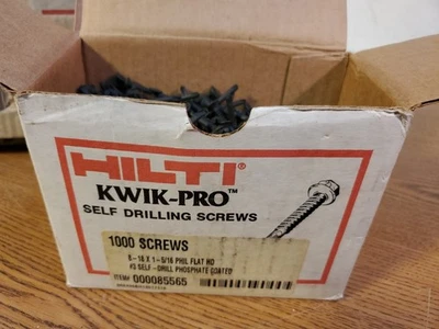1000 Hilti 8-18x1-5/16 Phil. Tornillos autorroscantes negros fosfato  Foto 1 de 3