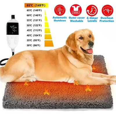 Electric Pet Heating Pad Warmer Bed for Cat Dog Large Indoor Outdoor Waterproof - Image 1 of 4