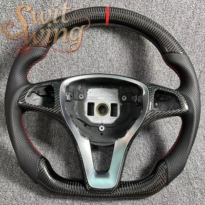 Volante de fibra de carbono real para Mercedes-Benz GLA250 W205 C300 W204 CLA GLA Foto 1 de 4