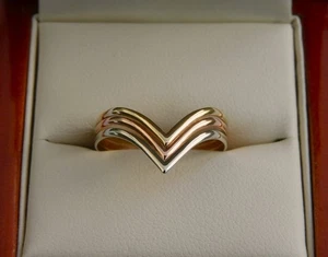 IMPRESIONANTE ANILLO DISEÑO ESPOLETA ORO TRES COLORES MG 9CT - 1,1g - TALLA R - Imagen 1 de 13