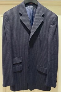 Pristine Men’s Wool Etro Blazer Jacket Size 54L Euro 44L U.S. Navy & Gray Stripe - Picture 1 of 7
