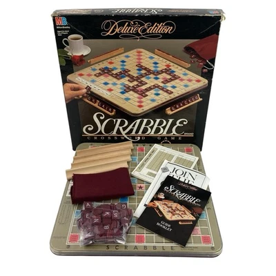 VINTAGE Scrabble Deluxe Edition COMPLETE Milton Bradley 1989 Crossword Word Game - Image 1 of 4