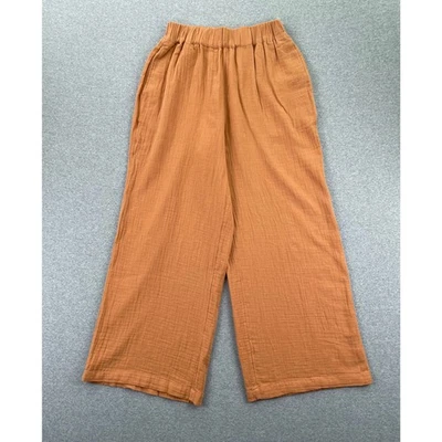 Billabong Pants Womens M Orange Follow Me Wide Leg Cotton Gauze Flowy Summer  - Image 1 of 4