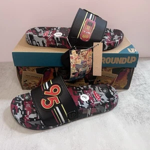 Disney Cars Slides Sandals Lightning McQueen 95 Black Red Size 3 - Picture 1 of 4