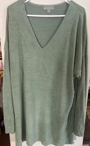 Barefoot Dreams CozyChic ultraleichter grüner Langarm Tunika Pullover Gr. 2XL - Bild 1 von 11