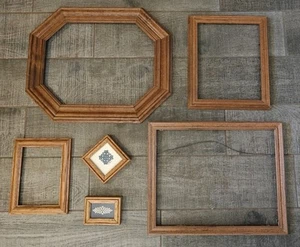 Vintage Ornate Picture Frames Wood Wall Art Decor lot of 6 Cottage Core Blue pw - Picture 1 of 12