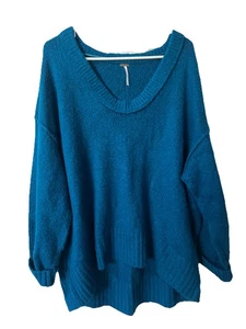 Suéter túnica Free People talla pequeña de gran tamaño elástico Halcyon azul Brookside - Imagen 1 de 7