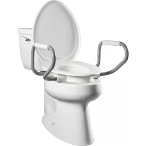 Bemis Assurance 3" Raised Toilet Seat with Handles, Clean Elongated, White - Picture 1 of 5