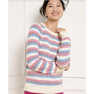 Talbots Damen mehrfarbig Wellen Jacquard adretter Rundhalsausschnitt Pullover Petite Größe SP - Bild 1 von 9