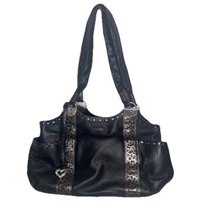 Bolso de Mano Brighton Heritage Callie Cuero Negro Bolso de Hombro Bolsillo de Peltre P - Imagen 1 de 23