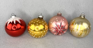 4 Vintage Weihnachts Glas Ornamente Made in West Germany 3 Zoll Kugeln Kugeln - Bild 1 von 9