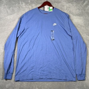 Nike Shirt Mens XL Tall Blue Long Sleeve Swoosh Logo Tee AR5193-450 Sportswear - Picture 1 of 8