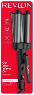 REVLON 3 Barrel Jumbo Hair Waver | Long-Lasting, Natural Looking Waves, (Grey) - Image 1 of 4