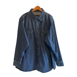 Walls Denim Shirt Men's Size 3X Pearl Snaps Chore Workwear Long Sleeves - Picture 1 of 3