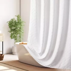 White Shower Curtain 96 Inch Extra Long Farmhouse Shower Curtain Waterproof T... - Picture 1 of 7