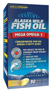 21st Century Alaska Wild Fish Oil Mega Omega-3 Supplement Softgels 90 ct 6 Pack - Picture 1 of 4