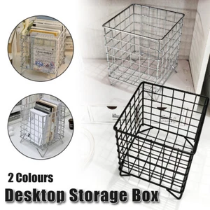 Large Wrought Iron Storage Basket Desktop Organizer Box for Dormitory Cosmetics - Picture 1 of 17