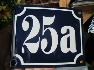 Número de casa esmalte nº 25a número blanco sobre fondo azul 12 cm x 10 cm  - Imagen 1 de 12