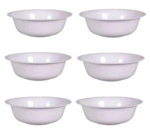 6-Pack Sturdy WHITE Cereal Soup Bowls 6.5" Wide BPA-FREE Plastic Kids FREE SHIP - Picture 1 of 2