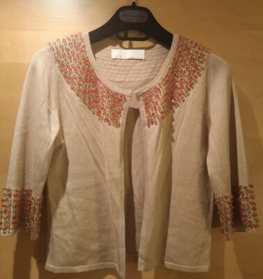 Ronit Zilkha Beaded Cropped Cardigan/ Bolero, silk and wool, size S - Image 1 of 4