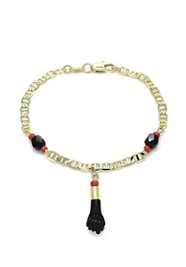18K Gold Filled Azabache Bracelet Baby,Pulsera Para Bebe Para el Mal de Ojo 6" - Picture 1 of 9