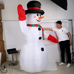 8FT Inflatable Christmas Giant Snowman Blow up LED Lights Hat Snowman Xmas Decor - Picture 1 of 16