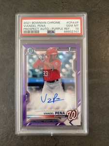 viandel pena bowman chrome auto 2021 purple refractor /250 PSA 10 GEM MINT!