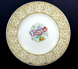 WOODS BURSLEM ENOCH RALPH "GEORGIA" DESIGN 10" PLATE FLORAL GOLD VINTAGE - Picture 1 of 5