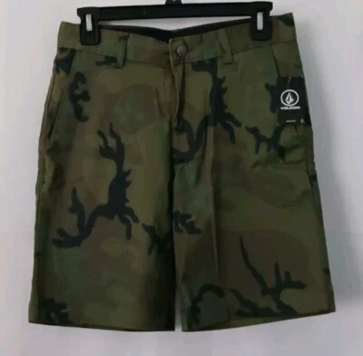 WITH TAGS Volcom Stretch Camouflage Dark Green Black Signature Short Sz.28 (16)  - Image 1 of 4