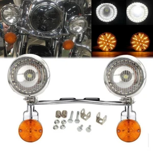 LED Turn Passing Lights Bar For Harley Road King Dyna Glide Softail Sportster - Picture 1 of 12
