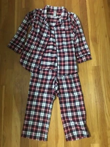 ❄️ Gap Kids Red White Plaid Holiday Christmas 2 Piece Boys Pajama Set ~ Size 4 - Picture 1 of 6