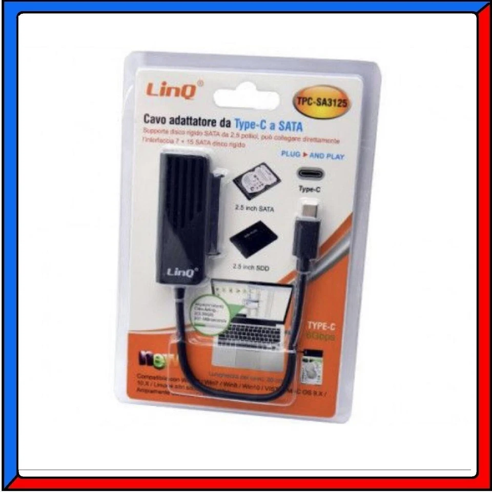 Cavo Adattatore Convertitore da USB Type C a SATA 15+7 pin Hard Disk 2,5" HDD - Immagine 1 di 1