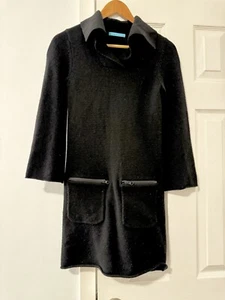 Alice + Olivia Black Sweater Dress Sz S Cashmere Wool Bell Sleeve Witchy Goth - Picture 1 of 7