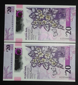 1x 2021 March Ulster Bank £20 Ireland Polymer Plastic -{ UNC/MINT }- P-345b . - Picture 1 of 2