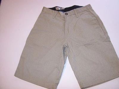 New Volcom beige tan  Frickin stripe flat front khaki chino shorts sz 28  - Image 1 of 2