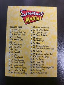 2001 Inkworks The Simpsons Mania Checklist card #72