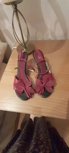 Ladies Wallis Sandals Burgandy Leather Size 37/4 - Picture 1 of 7