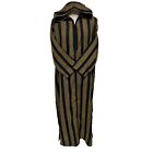 Men's Black Gold Striped Moroccan Long Sleeve Hooded Cotton Thobe Jubba Djellaba